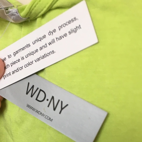 WD-NY Lime Green Draped Stretch Rayon T Shirt New With Tags L - Picture 4 of 7